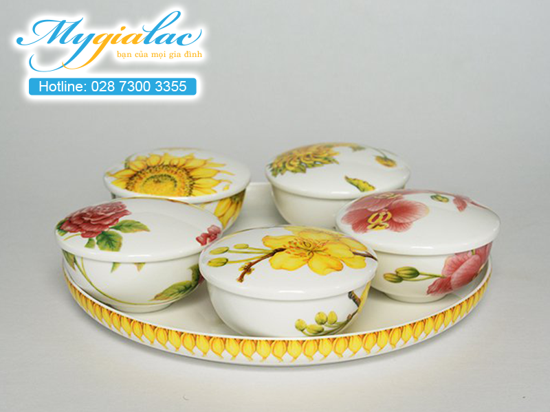 Khay Mứt Ngũ Hoa Không Núm