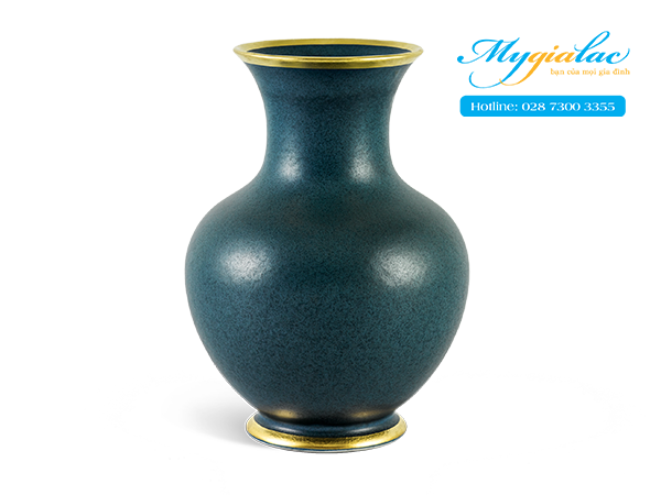 Bình hoa hỏa biến 22 cm Xanh Ngọc Bích Matte Chỉ Vàng