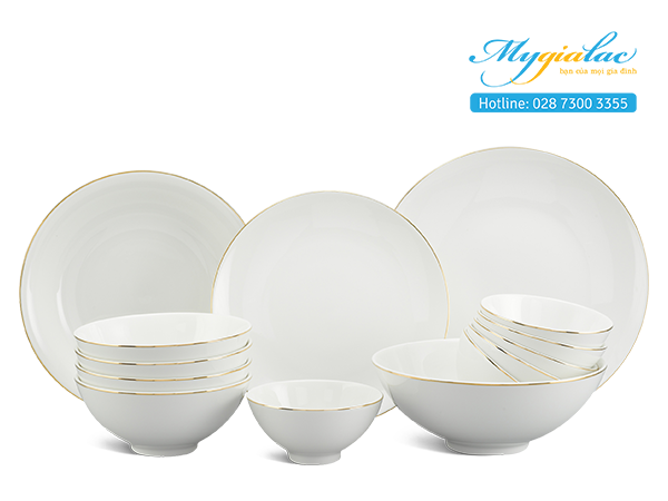 Bộ đồ ăn Daisy IFP Chỉ Vàng 14 sản phẩm