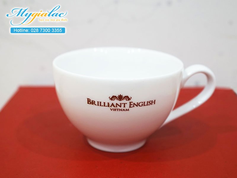 Quà tặng sứ kiện tách sứ Minh Long in logo Brilian English