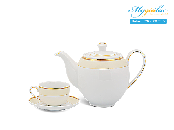Bộ trà (Bộ 6 tách/dĩa) Camellia Hương Biển kem 1.1L -1