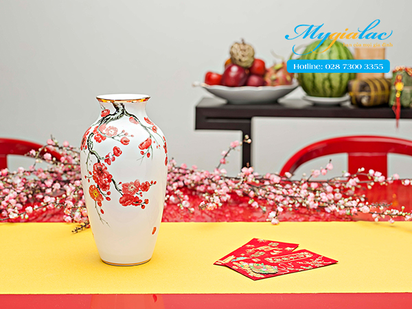 Bình Hoa Đào Gốm Sứ Minh Long