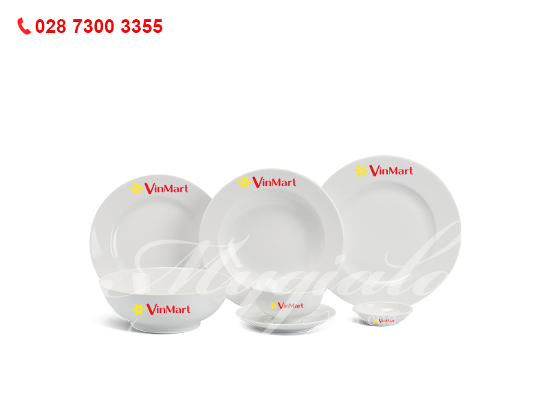 Bộ Đồ Ăn Jasmine Trắng In Logo Vinmart