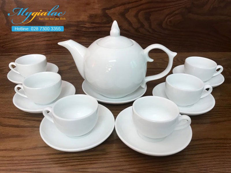 Bộ Trà Bát Tràng Lotus Trắng 0.7L