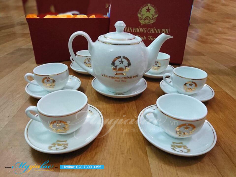Bộ Trà In Logo Văn Phòng Chính Phủ