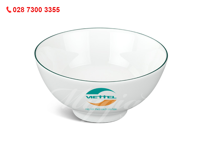 Quà tặng doanh nghiệpChén Cơm Jasmine Chỉ Xanh Lá In Logo Viettel