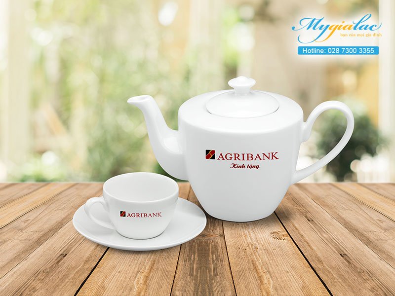 Quà tặng hội nghị hội thảo bộ trà Minh Long in logo bộ Agribank