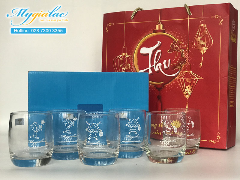 Quà tặng kỷ niệm bộ ly thủy tinh in logo