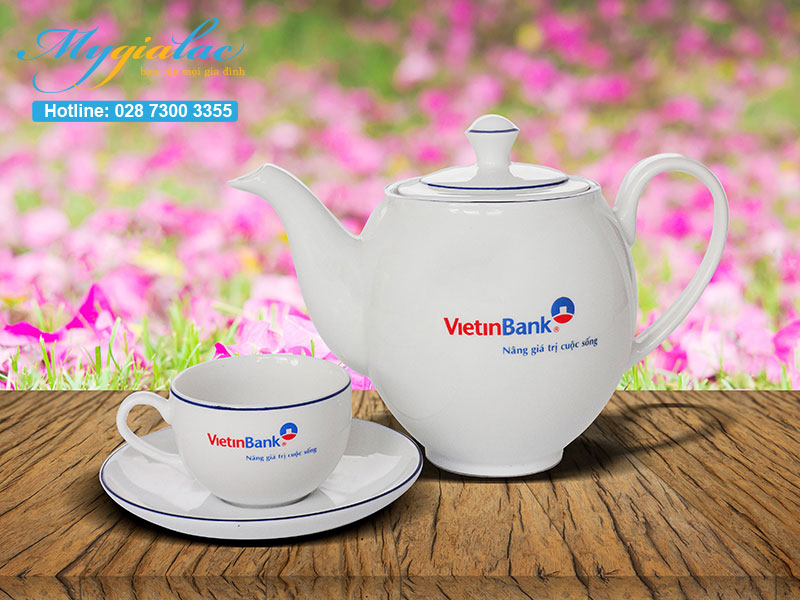 Quà tặng thương hiệu bộ ấm chén Minh Long in logo Vietinbank