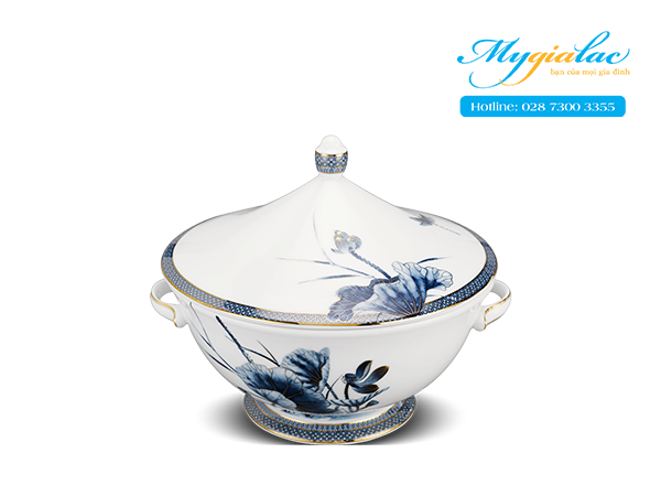 Thố + nắp Hoàng Cung Sen Vàng 22cm