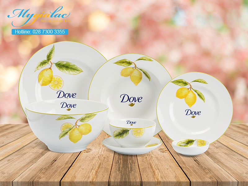 Quà Tặng 20-10 bộ bàn ăn Minh Long in logo Dove