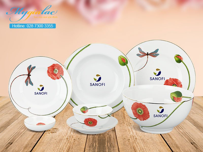 Quà Tặng 20-10 bộ bàn ăn Minh Long in logo Sanofi