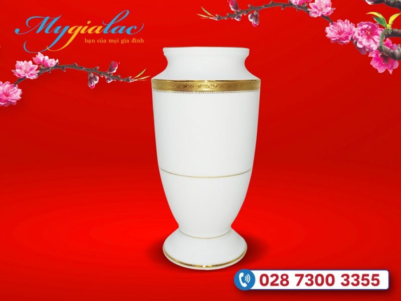 Quà tặng khách hàng vip - Quà tặng tết bình hoa trắng trụ
