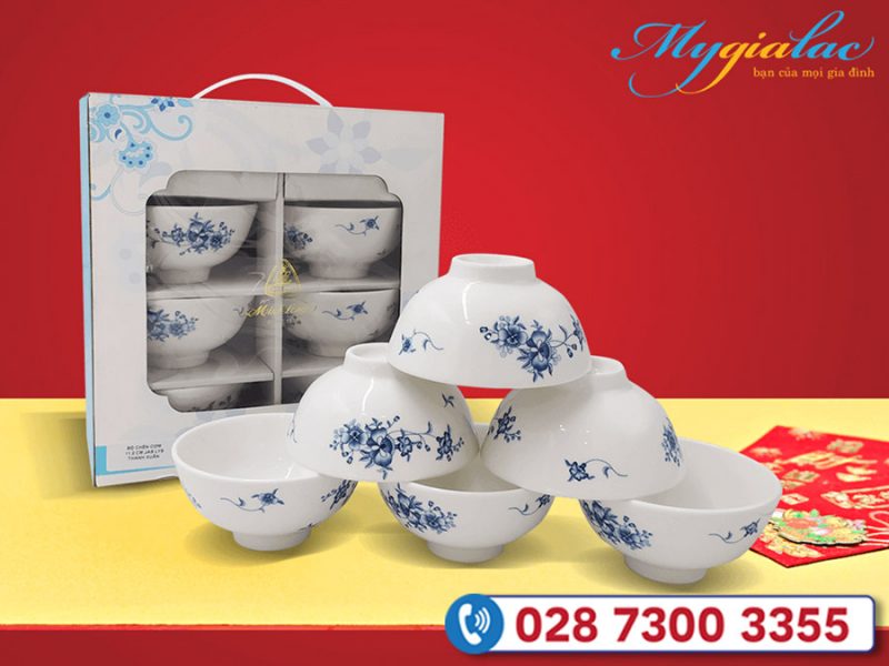 Quà tặng khách hàng cuối năm - Quà tặng tết bộ chén Minh Long