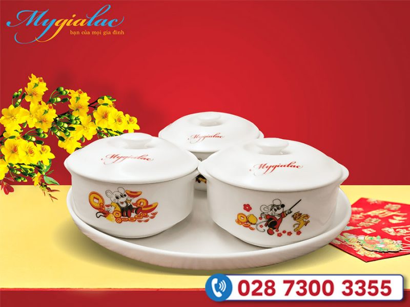 Quà tặng tết cho doanh nghiệp bộ thố mứt tết lộc an khang