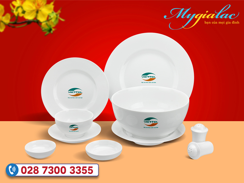 Bộ đồ ăn Minh Long Camellia In Logo Viettel