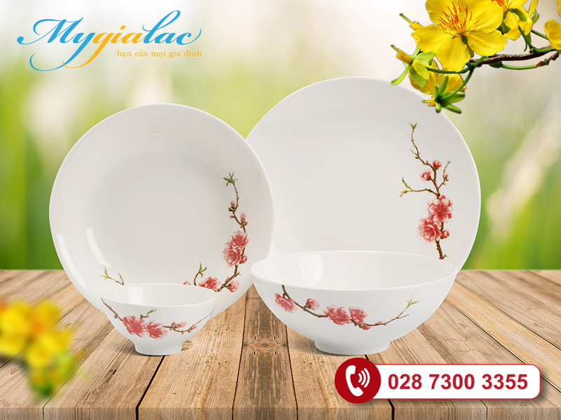 Bộ đồ ăn minh long Daisy Hồng Đào